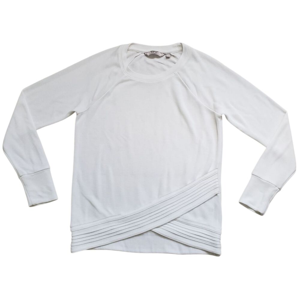 Athleta Serenity Criss Cross Sweatshirt Womens XXS White Modal Activewear - Picture 2 of 11